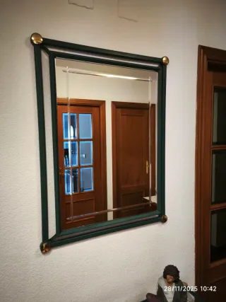 Consola de cristal y metal con espejo