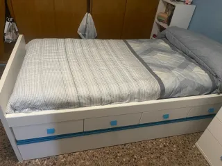 Cama juvenil con almacenaje, sin colchones