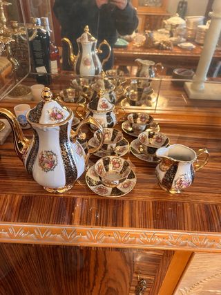 Juego de té vintage porcelana oro