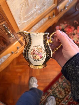 Juego de té vintage porcelana oro