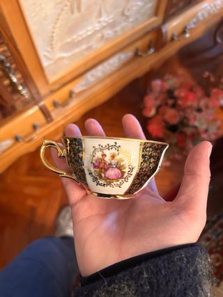 Juego de té vintage porcelana oro