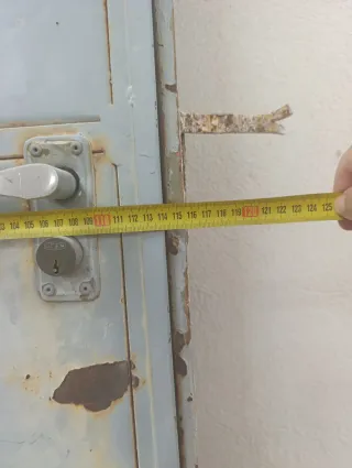 Puerta exterior metálica con marco