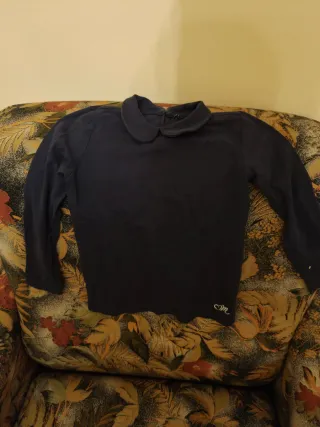 Maglia bambina blu con colletto