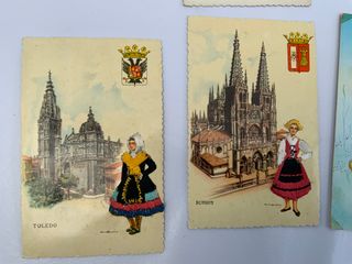 6 Postales España Trajes Típicos Bordados