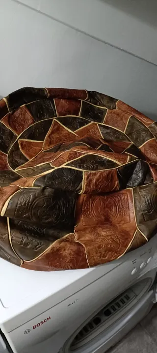 Puff de cuero patchwork