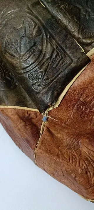 Puff de cuero patchwork