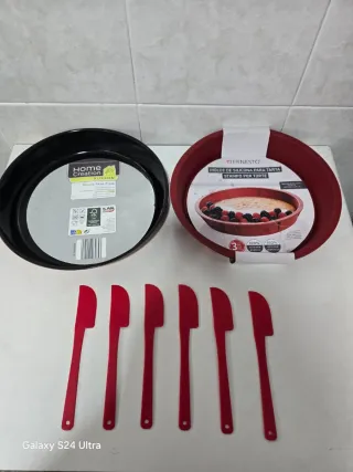 Molde Tarta/Pizza Silicona y Metal Rojo/Negro