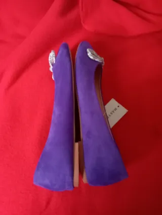 Zapatos Morados Talla 40 con Lazo Brillante