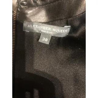 Alexander McQueen Buttery Black Leather Midi Dress