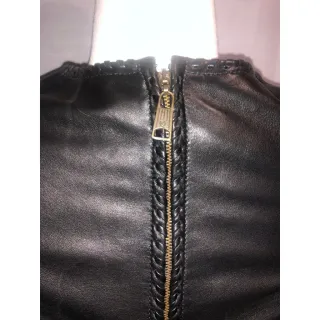 Alexander McQueen Buttery Black Leather Midi Dress