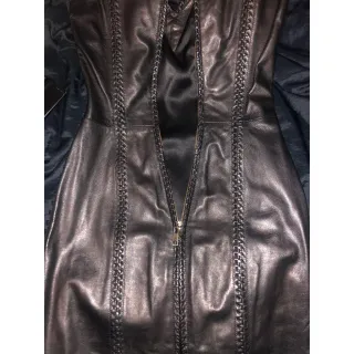 Alexander McQueen Buttery Black Leather Midi Dress