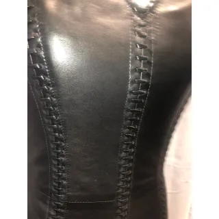 Alexander McQueen Buttery Black Leather Midi Dress