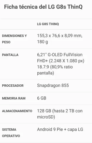 LG G8s ThinQ Azul.