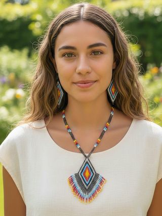 Collana Orecchini Gioielli Etnici Tribali Nativi