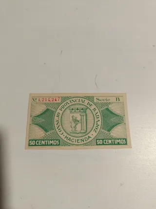 Bono 50 Cts. Consejo Provincial Badajoz 1937