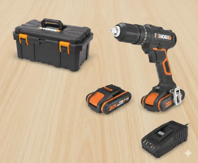 Taladro Percutor Worx 20V + 2 Baterías + Cargador