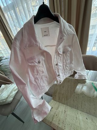 Cazadora vaquera blanca Mango mujer