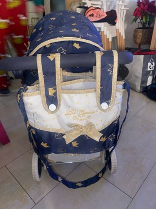 Carrito Gemelar Muñecas Corona Dorada