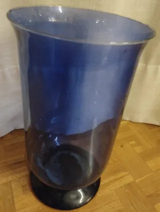 Jarrón / Paragüero de cristal azul