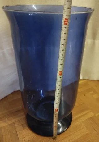 Jarrón / Paragüero de cristal azul