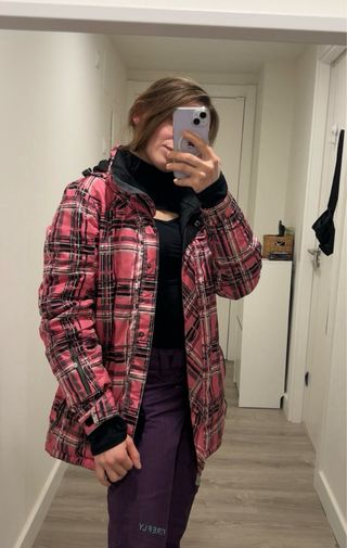 Chaqueta de esquí a cuadros para mujer