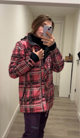 Chaqueta de esquí a cuadros para mujer