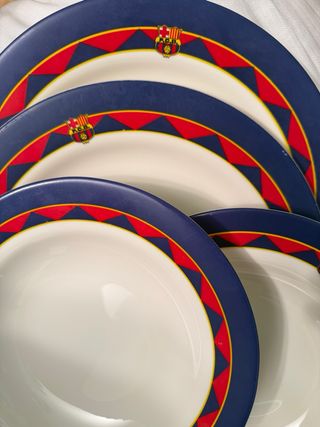 4 Platos FC Barcelona Cerámica
