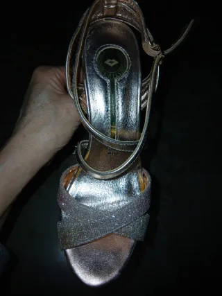 Sandali donna oro rosa con glitter