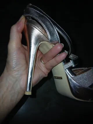 Sandali donna oro rosa con glitter