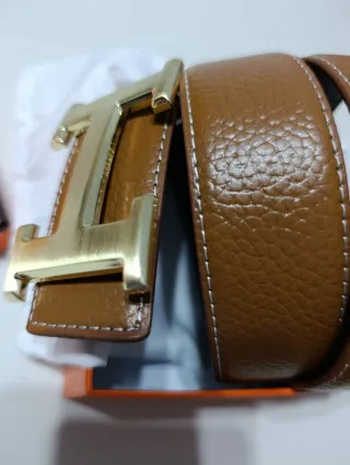 Cinturón Hermès Marrón Hebilla Dorada