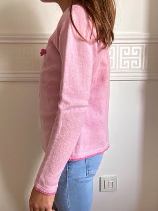 Casaco Zippy lã rosa lacinho 7/8 anos