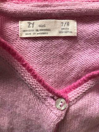 Casaco Zippy lã rosa lacinho 7/8 anos