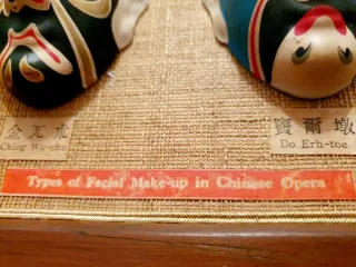 Cuadro 4 máscaras ópera china madera