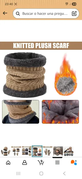 Conjunto gorro, bufanda y guantes invierno