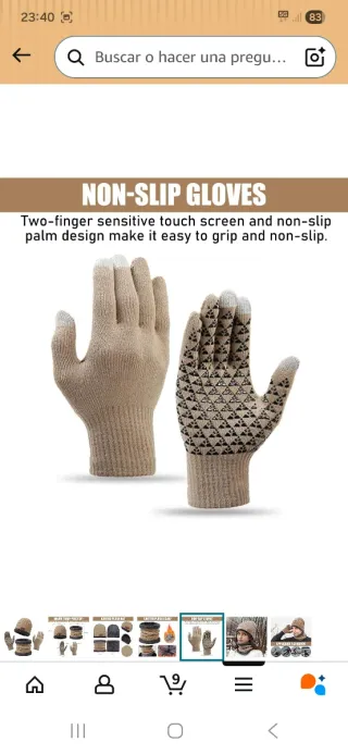 Conjunto gorro, bufanda y guantes invierno