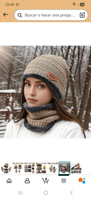 Conjunto gorro, bufanda y guantes invierno