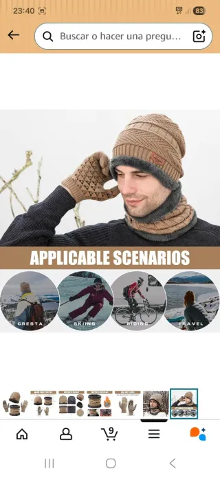 Conjunto gorro, bufanda y guantes invierno