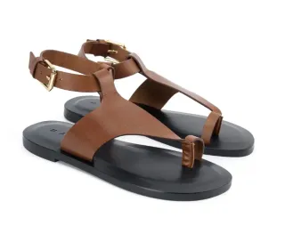 Sandalias de cuero marrón y negro