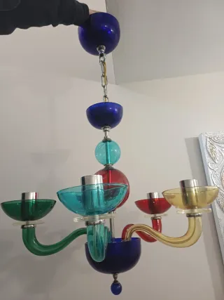 Lámpara de techo de cristal multicolor