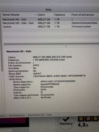 iMac 21.5 pollici, Late 2012 8GB ram 1TB HD