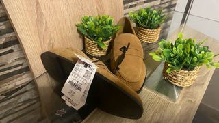 Mocasines de Piel Zara Beige/Marrón