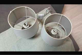 Juego 2 Lámparas Mesita Noche Piedra