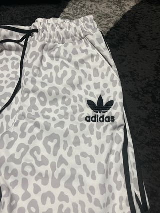 Sudadera Adidas XL Estampado Leopardo Gris/Blanco