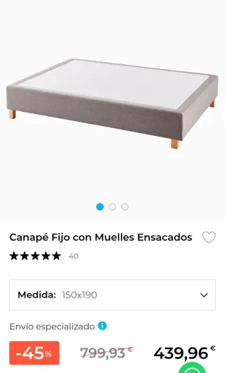 Canapé fijo con muelles ensacados