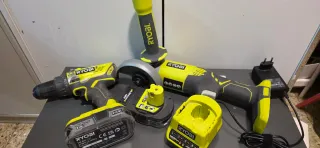 Taladro y Radial Ryobi + Baterías y Cargador