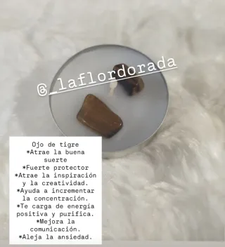 Vela Ojo de Tigre con Piedras Naturales