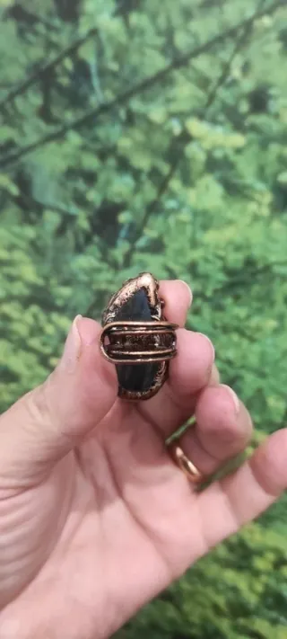 Anel Labradorita Cobre Ajustável