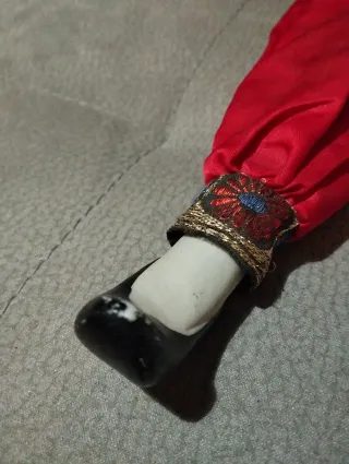 Bambola Pierrot vintage porcellana e stoffa