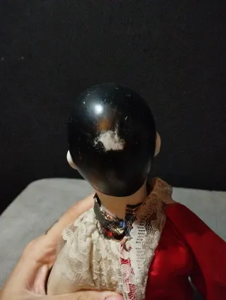 Bambola Pierrot vintage porcellana e stoffa