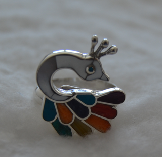 Anillo Pavo Real Plata 950 Perú - Nuevo